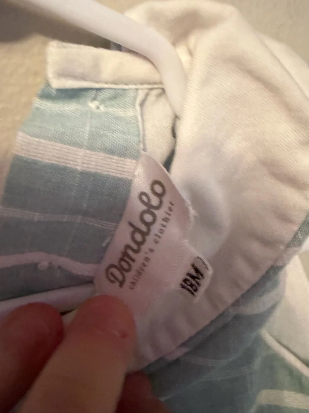 Dondolo Striped Blue Grayish & White Baby Romper with Peter Pan Collar